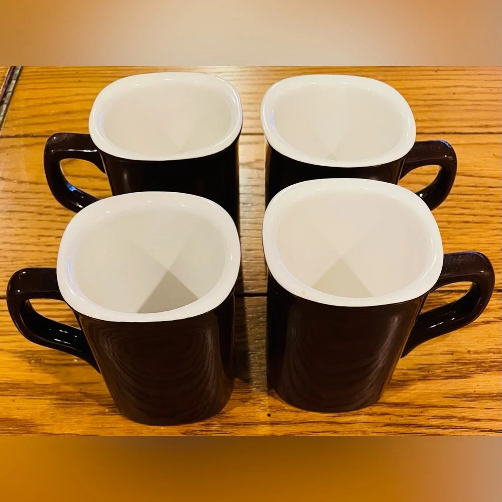 Crate & Barrel set of 4 Expresso/Demitasse Set, chocolate brown, 4 cups/2 ounce